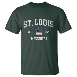 St Louis Missouri MO T Shirt Vintage American Flag Missouri State