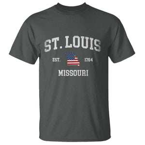 St Louis Missouri MO T Shirt Vintage American Flag Missouri State
