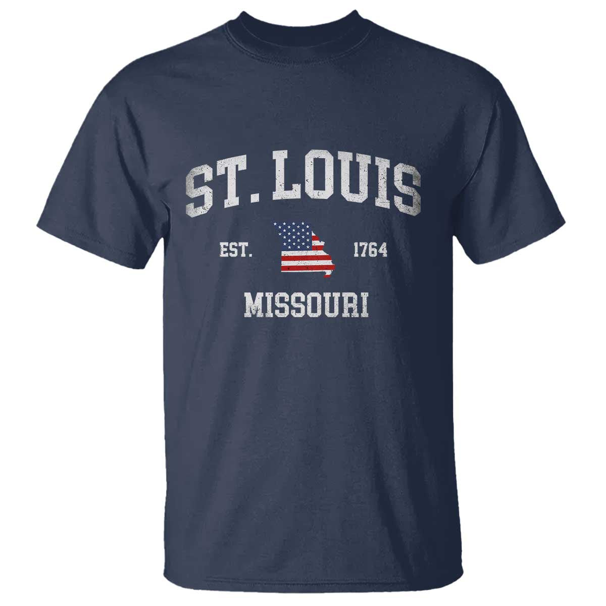 St Louis Missouri MO T Shirt Vintage American Flag Missouri State