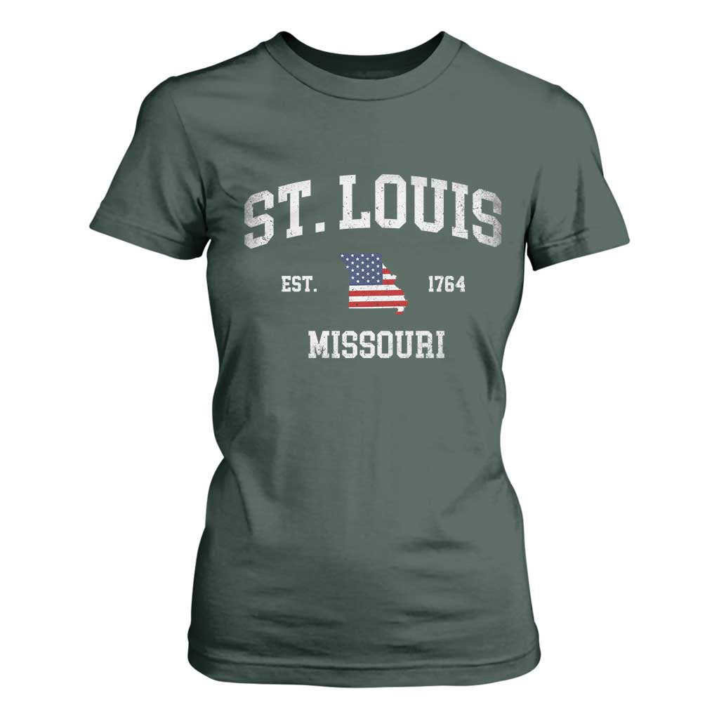 St Louis Missouri MO T Shirt For Women Vintage American Flag Missouri State