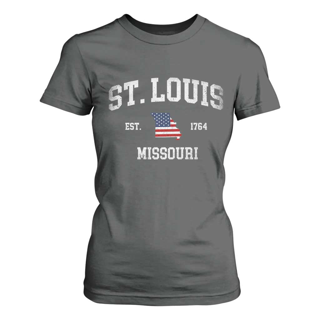 St Louis Missouri MO T Shirt For Women Vintage American Flag Missouri State