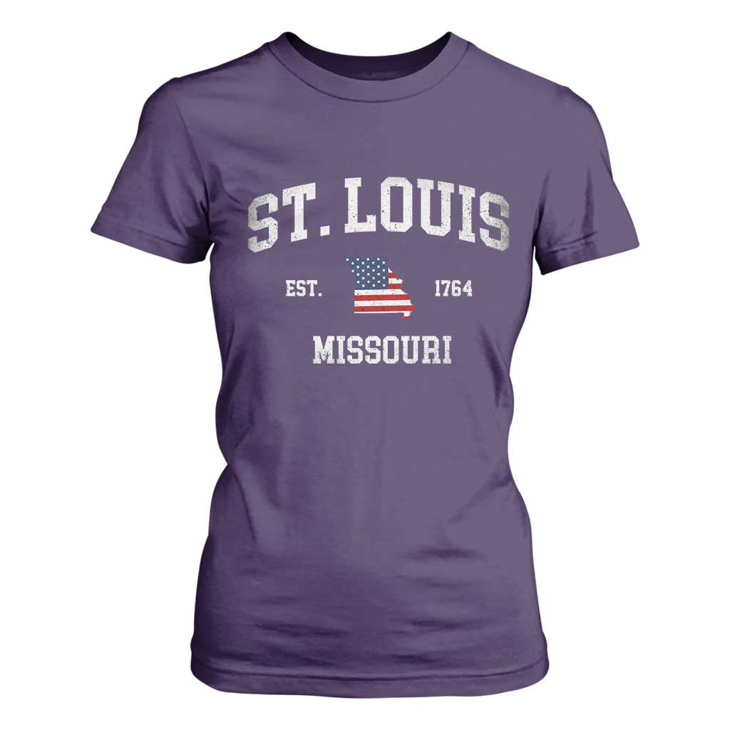 St Louis Missouri MO T Shirt For Women Vintage American Flag Missouri State