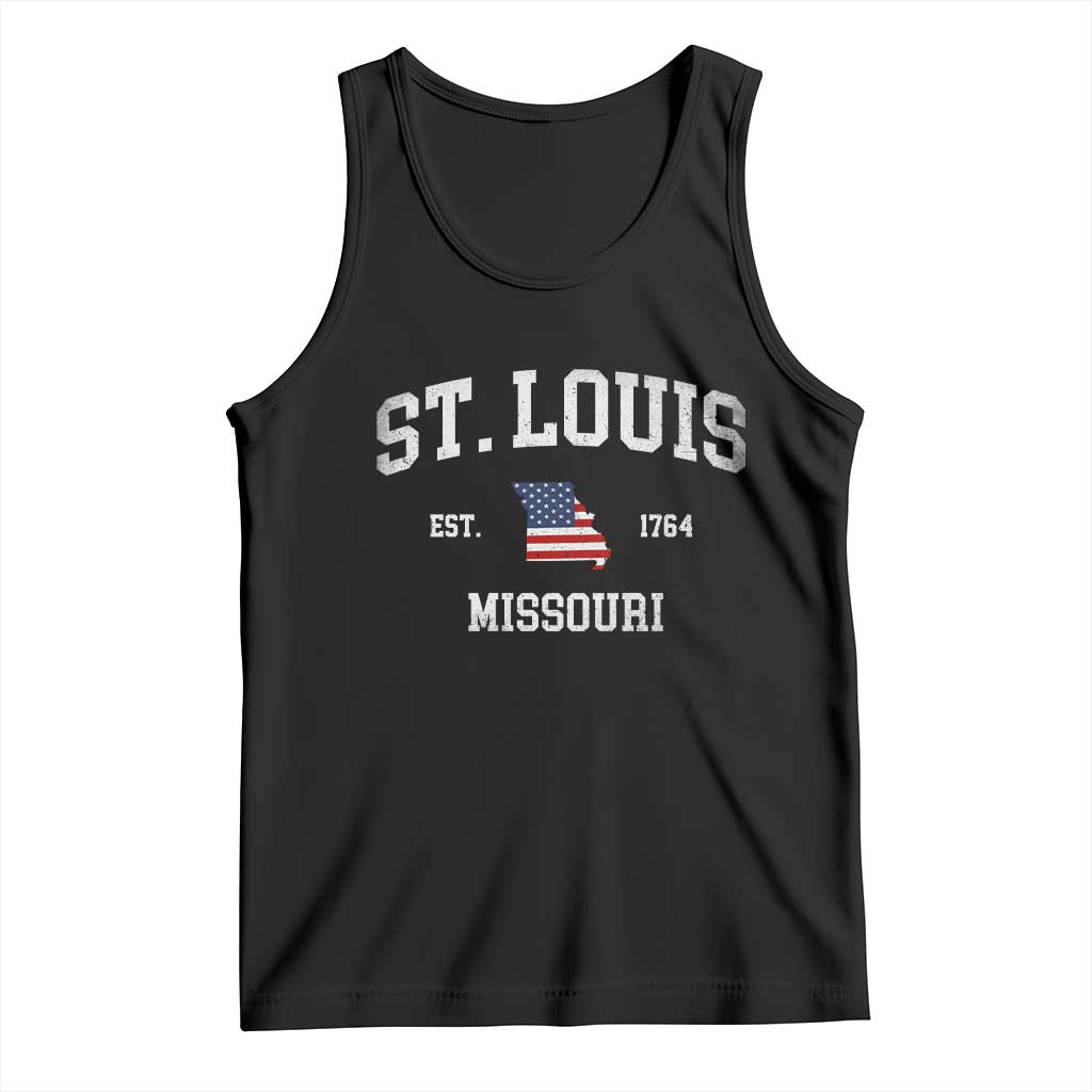 St. Louis Missouri MO Tank Top Vintage American Flag Missouri State TS14 Black Print Your Wear