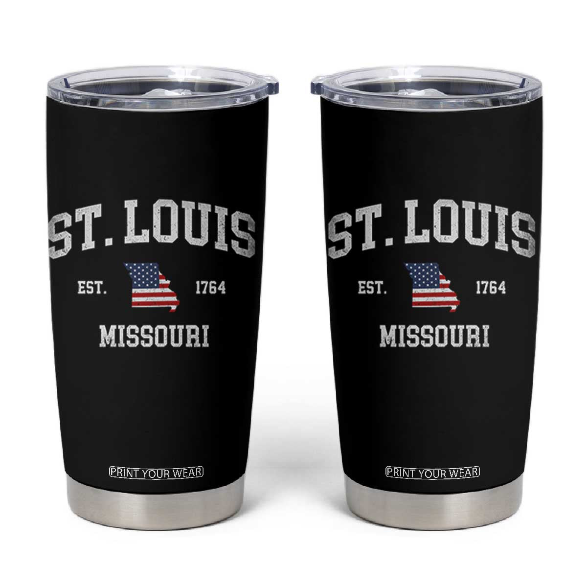 St. Louis Missouri MO Tumbler Cup Vintage American Flag Missouri State TS14 Black Print Your Wear