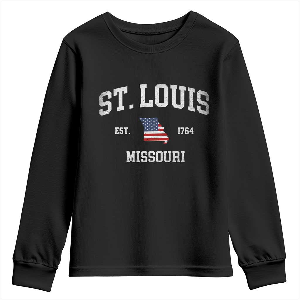 St Louis Missouri MO Youth Sweatshirt Vintage American Flag Missouri State TS14 Black Print Your Wear
