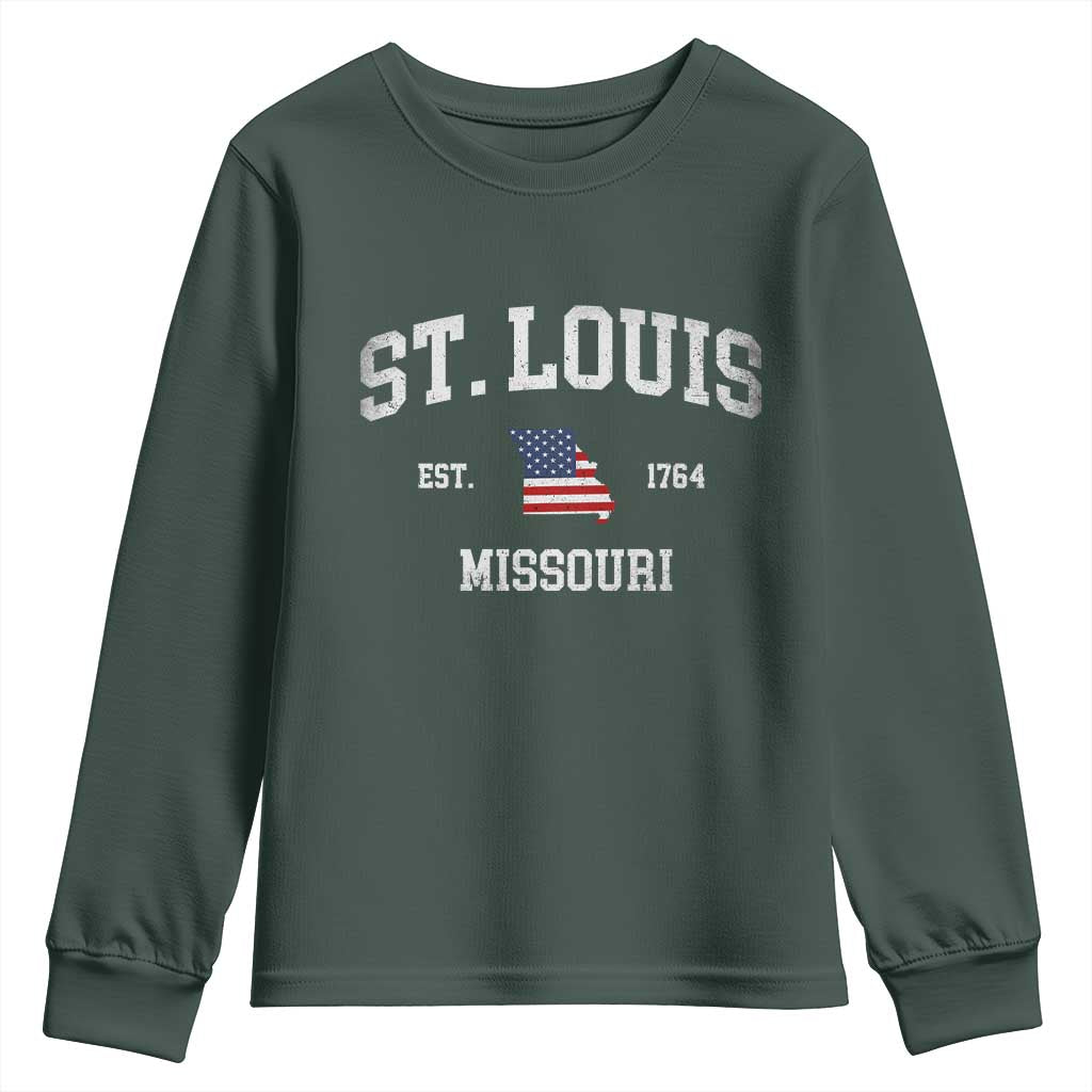 St Louis Missouri MO Youth Sweatshirt Vintage American Flag Missouri State