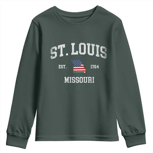 St Louis Missouri MO Youth Sweatshirt Vintage American Flag Missouri State