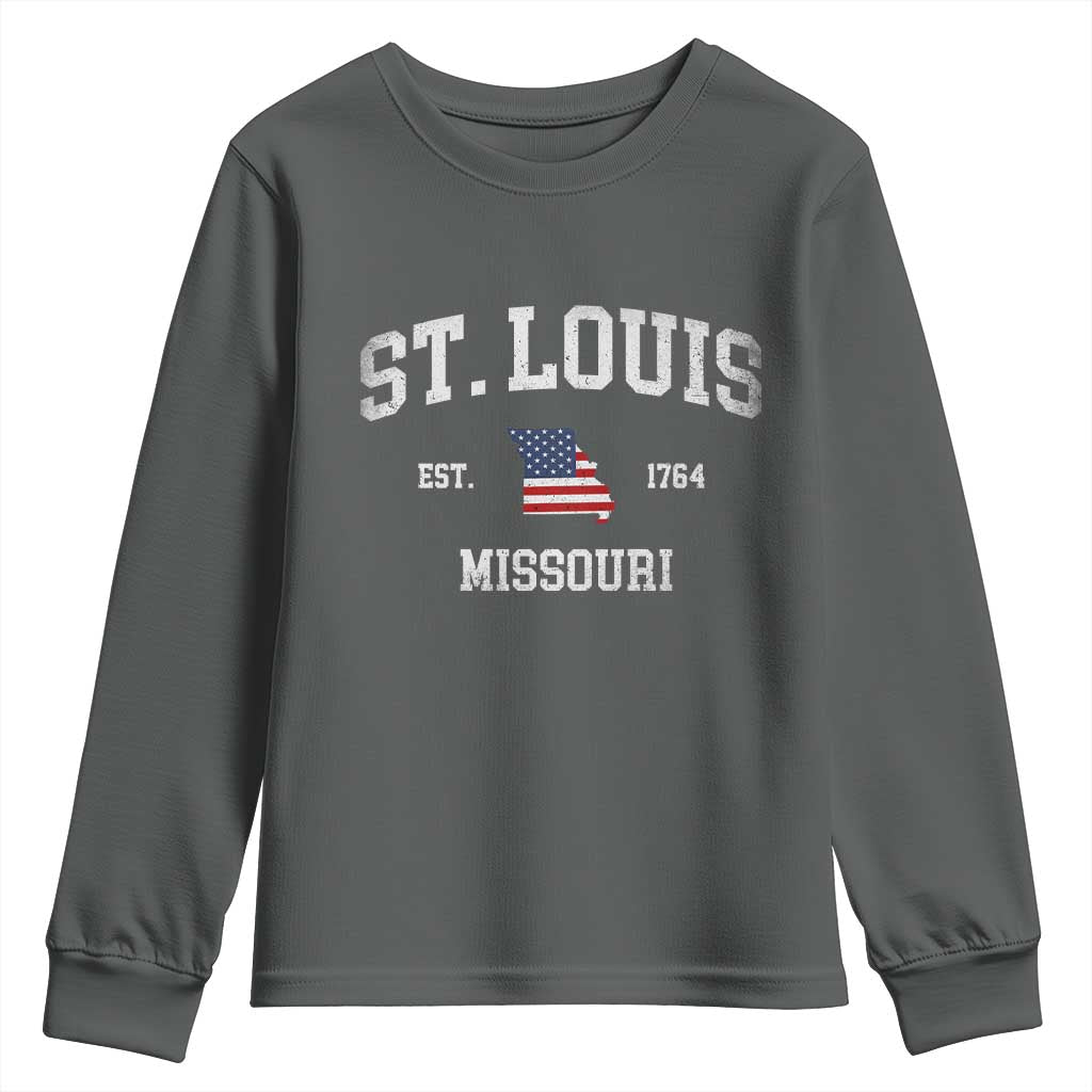 St Louis Missouri MO Youth Sweatshirt Vintage American Flag Missouri State