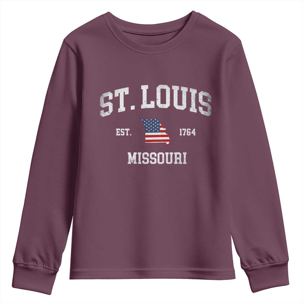 St Louis Missouri MO Youth Sweatshirt Vintage American Flag Missouri State