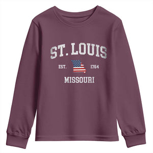 St Louis Missouri MO Youth Sweatshirt Vintage American Flag Missouri State