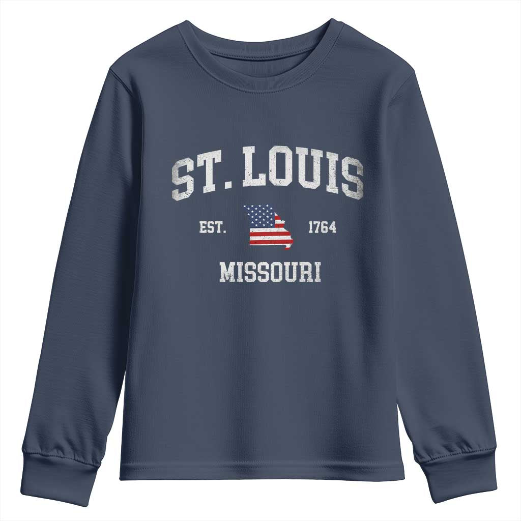 St Louis Missouri MO Youth Sweatshirt Vintage American Flag Missouri State