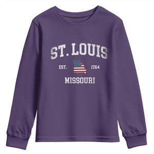 St Louis Missouri MO Youth Sweatshirt Vintage American Flag Missouri State