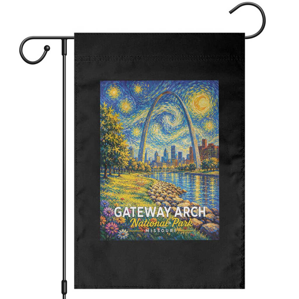 Gateway Arch National Park Van Gogh Style Starry Night Garden Flag St Louis Missouri Travel Souvenir Gift TS14 Black Print Your Wear