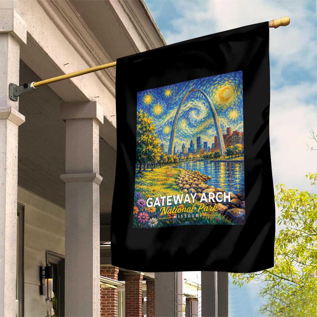 Gateway Arch National Park Van Gogh Style Starry Night Garden Flag St Louis Missouri Travel Souvenir Gift
