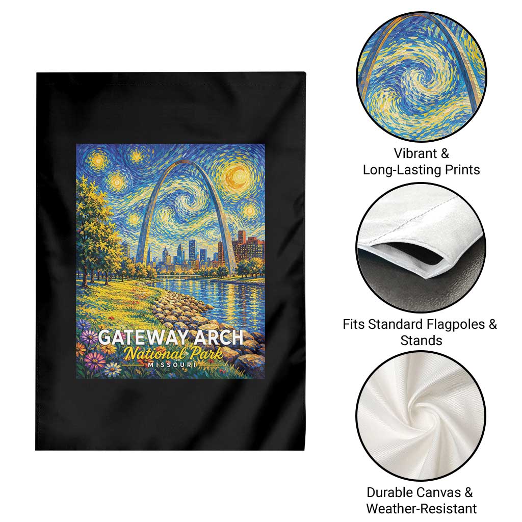 Gateway Arch National Park Van Gogh Style Starry Night Garden Flag St Louis Missouri Travel Souvenir Gift