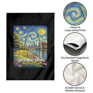 Gateway Arch National Park Van Gogh Style Starry Night Garden Flag St Louis Missouri Travel Souvenir Gift