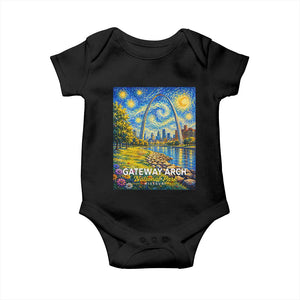 Gateway Arch National Park Van Gogh Style Starry Night Baby Onesie St Louis Missouri Travel Souvenir Gift