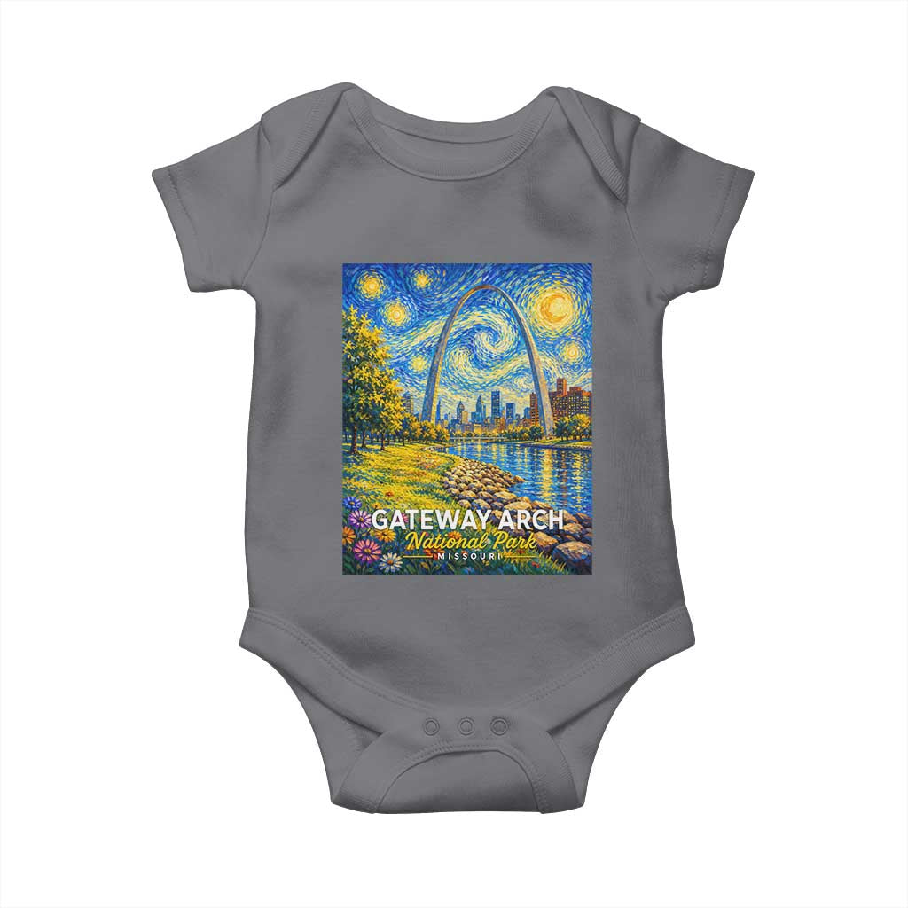 Gateway Arch National Park Van Gogh Style Starry Night Baby Onesie St Louis Missouri Travel Souvenir Gift