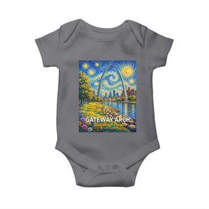 Gateway Arch National Park Van Gogh Style Starry Night Baby Onesie St Louis Missouri Travel Souvenir Gift