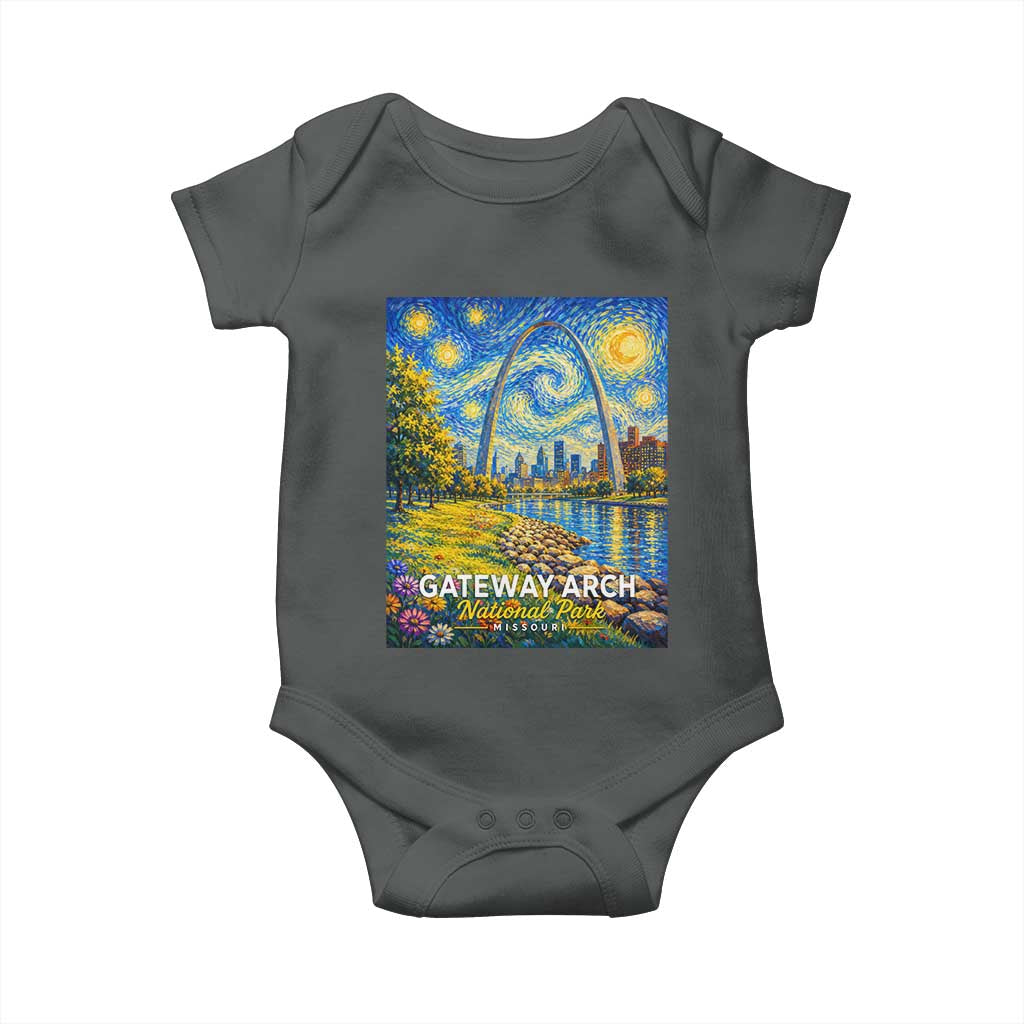 Gateway Arch National Park Van Gogh Style Starry Night Baby Onesie St Louis Missouri Travel Souvenir Gift