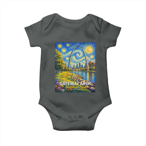 Gateway Arch National Park Van Gogh Style Starry Night Baby Onesie St Louis Missouri Travel Souvenir Gift