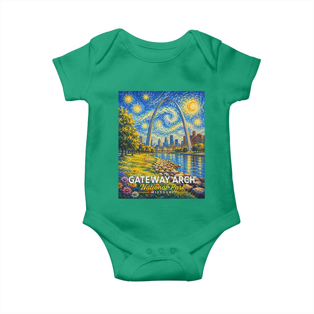 Gateway Arch National Park Van Gogh Style Starry Night Baby Onesie St Louis Missouri Travel Souvenir Gift