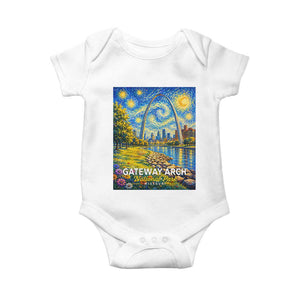 Gateway Arch National Park Van Gogh Style Starry Night Baby Onesie St Louis Missouri Travel Souvenir Gift