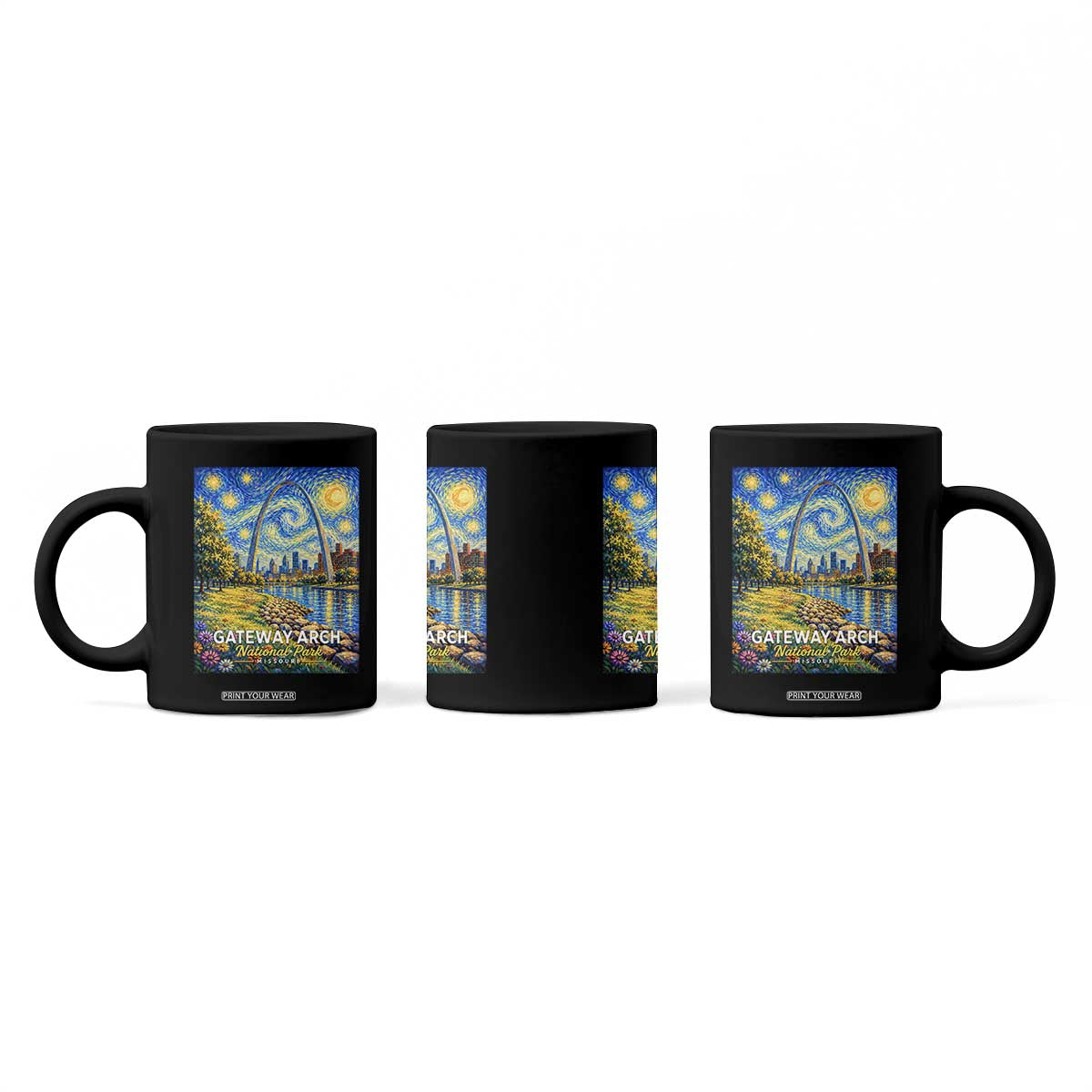 Gateway Arch National Park Van Gogh Style Starry Night Coffee Mug St Louis Missouri Travel Souvenir Gift