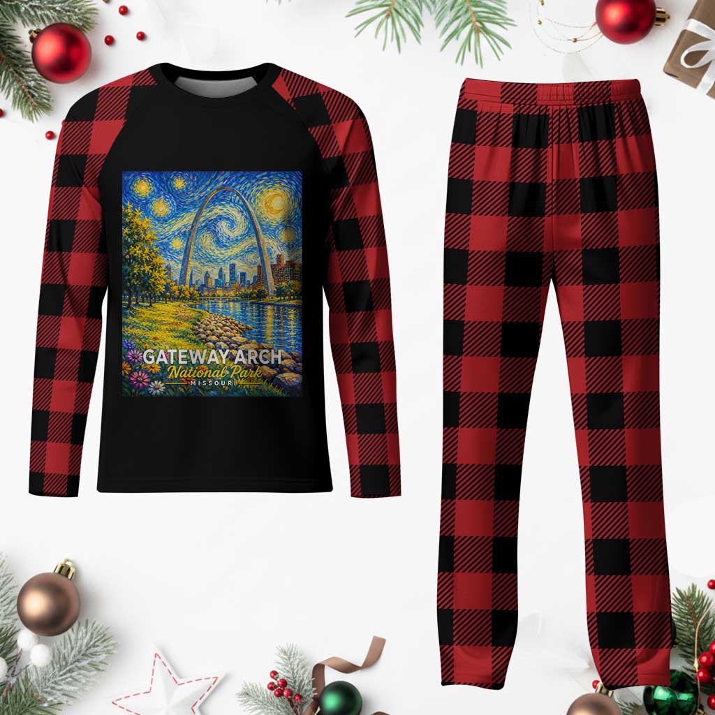 Gateway Arch National Park Van Gogh Style Starry Night Plaid Pajama Set St Louis Missouri Travel Souvenir Gift TS14 Buffalo Plaid Print Your Wear