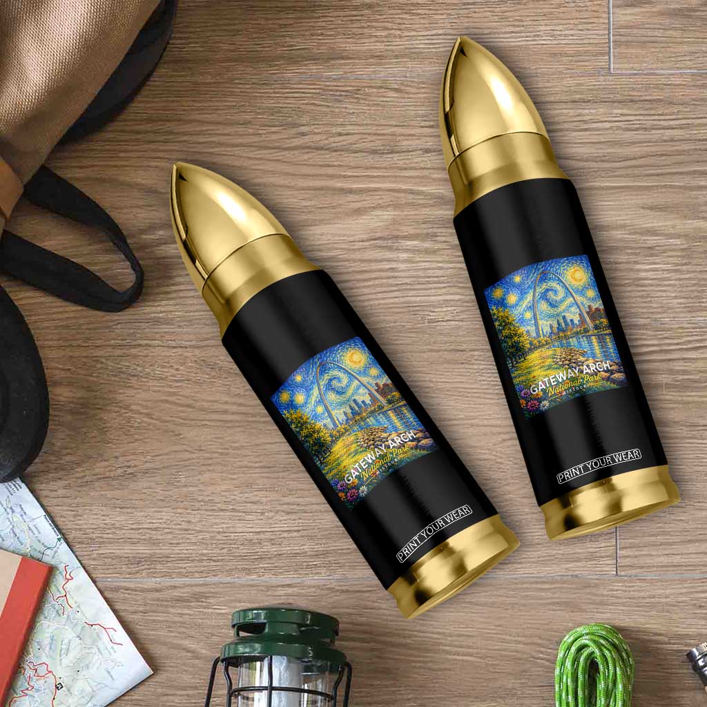 Gateway Arch National Park Van Gogh Style Starry Night Bullet Tumbler St Louis Missouri Travel Souvenir Gift TS14 Print Your Wear