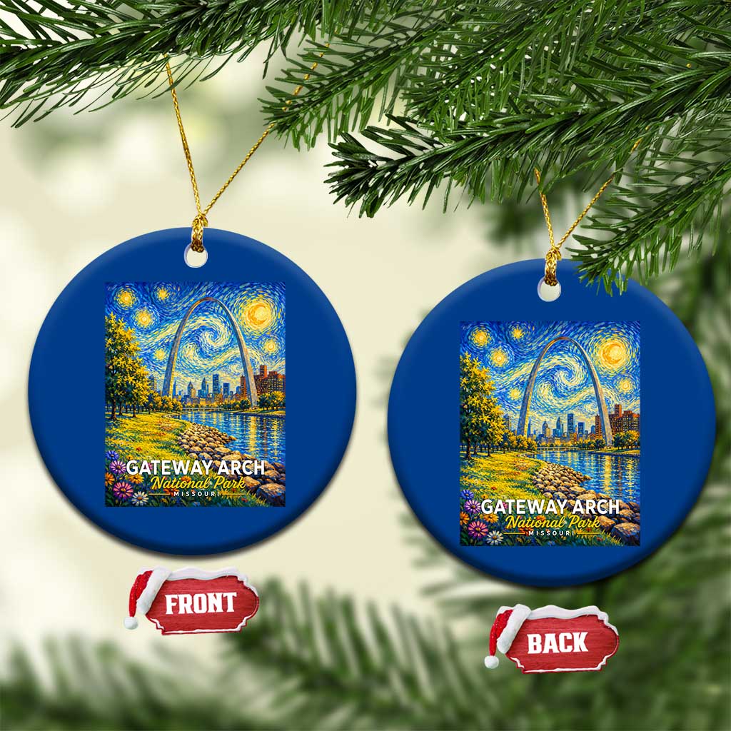 Gateway Arch National Park Van Gogh Style Starry Night Ceramic Ornament St Louis Missouri Travel Souvenir Gift