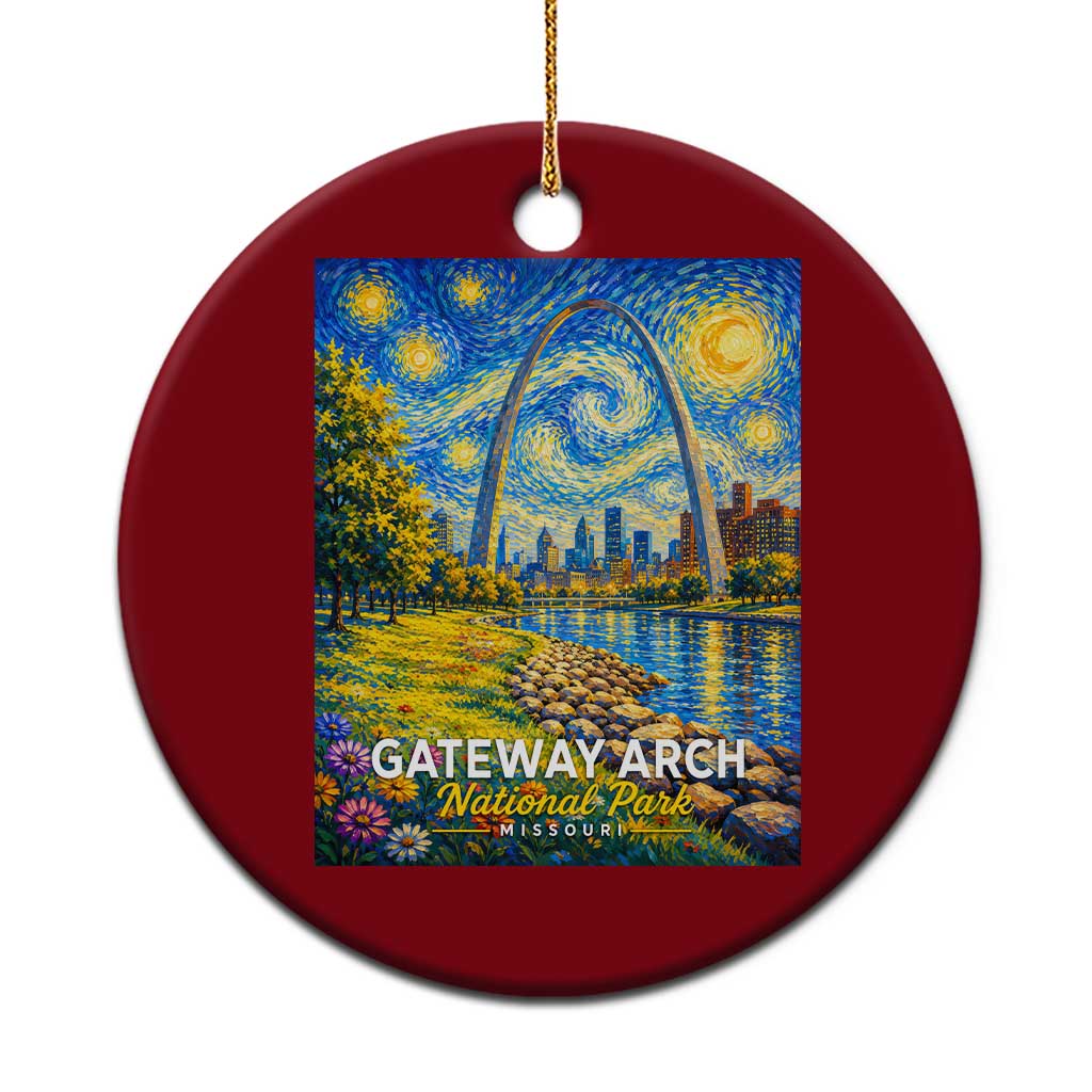 Gateway Arch National Park Van Gogh Style Starry Night Ceramic Ornament St Louis Missouri Travel Souvenir Gift TS14 1pc Red Print Your Wear