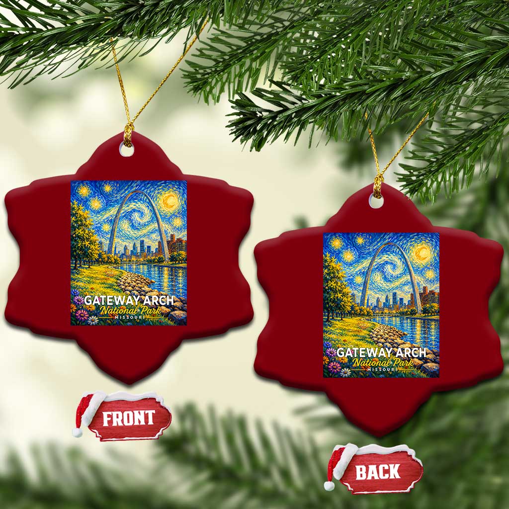 Gateway Arch National Park Van Gogh Style Starry Night Ceramic Ornament St Louis Missouri Travel Souvenir Gift