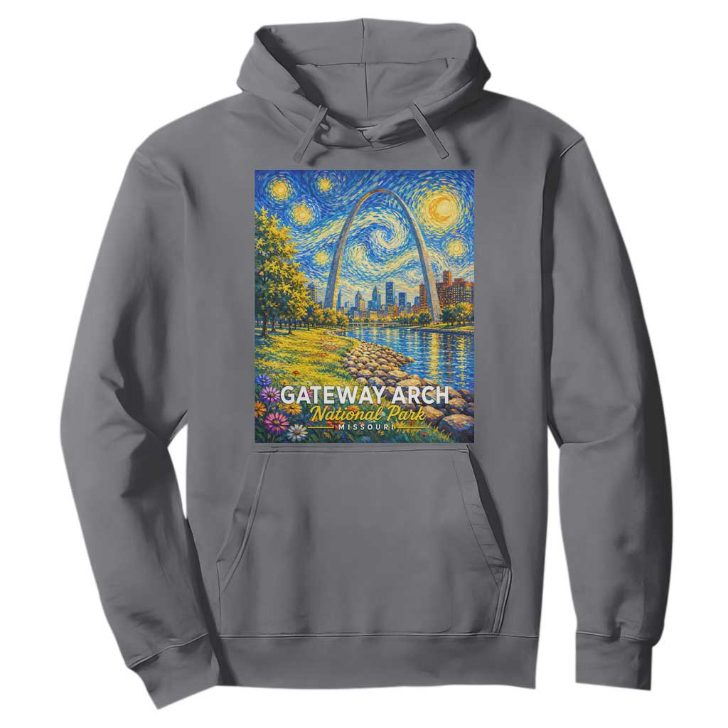 Gateway Arch National Park Van Gogh Style Starry Night Hoodie St Louis Missouri Travel Souvenir Gift