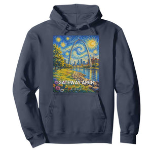 Gateway Arch National Park Van Gogh Style Starry Night Hoodie St Louis Missouri Travel Souvenir Gift