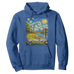 Gateway Arch National Park Van Gogh Style Starry Night Hoodie St Louis Missouri Travel Souvenir Gift