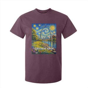Gateway Arch National Park Van Gogh Style Starry Night T Shirt For Kid St Louis Missouri Travel Souvenir Gift