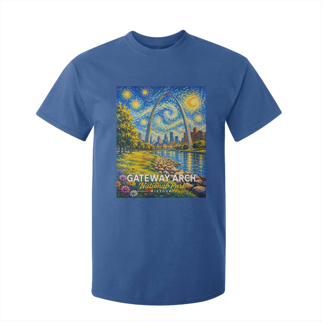 Gateway Arch National Park Van Gogh Style Starry Night T Shirt For Kid St Louis Missouri Travel Souvenir Gift