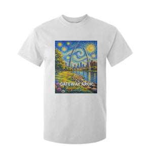 Gateway Arch National Park Van Gogh Style Starry Night T Shirt For Kid St Louis Missouri Travel Souvenir Gift