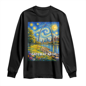 Gateway Arch National Park Van Gogh Style Starry Night Long Sleeve Shirt St Louis Missouri Travel Souvenir Gift