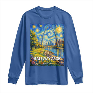 Gateway Arch National Park Van Gogh Style Starry Night Long Sleeve Shirt St Louis Missouri Travel Souvenir Gift