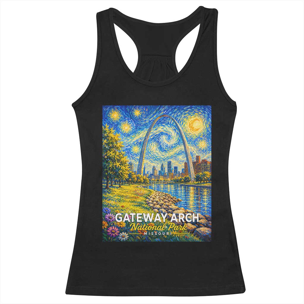 Gateway Arch National Park Van Gogh Style Starry Night Racerback Tank Top St Louis Missouri Travel Souvenir Gift