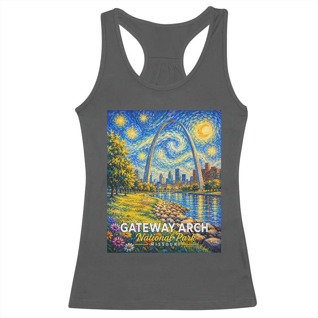 Gateway Arch National Park Van Gogh Style Starry Night Racerback Tank Top St Louis Missouri Travel Souvenir Gift