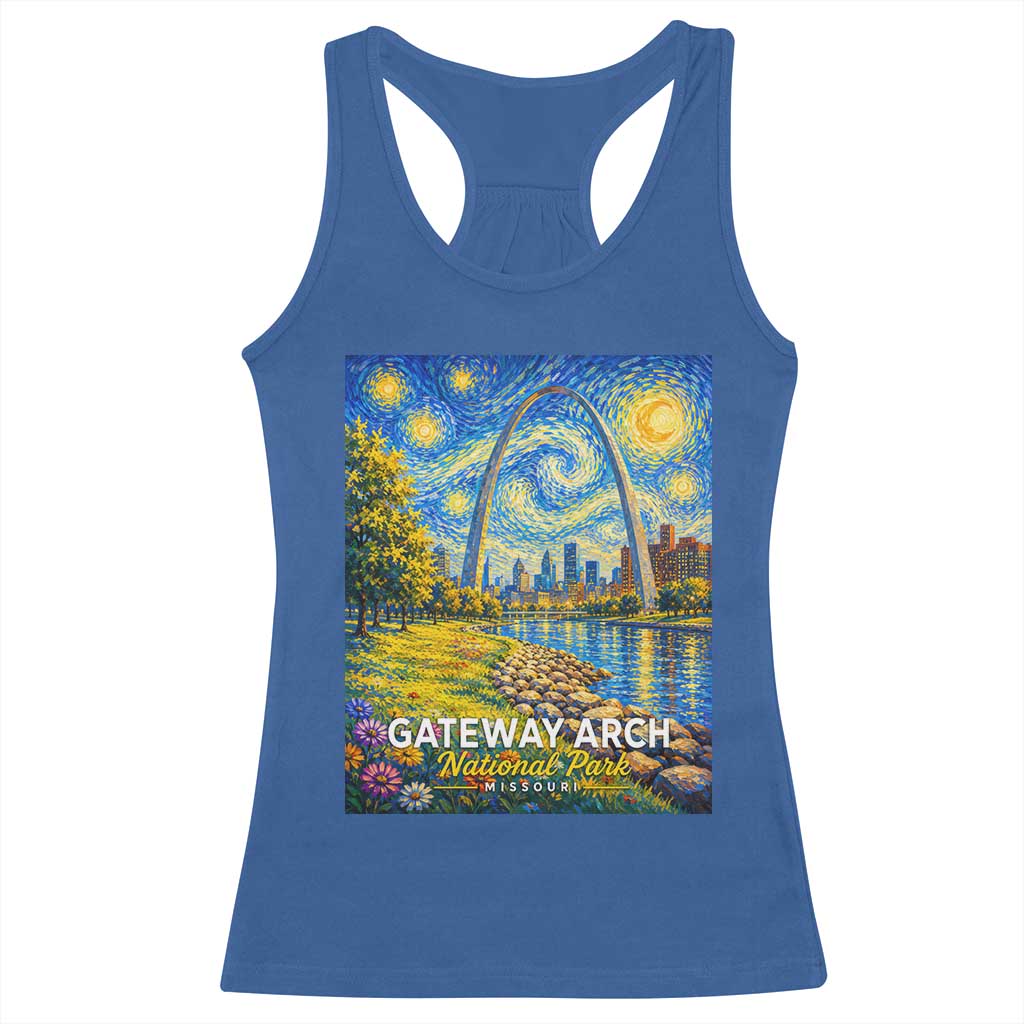 Gateway Arch National Park Van Gogh Style Starry Night Racerback Tank Top St Louis Missouri Travel Souvenir Gift