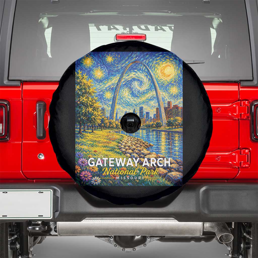 Gateway Arch National Park Van Gogh Style Starry Night Spare Tire Cover St Louis Missouri Travel Souvenir Gift TS14 Black Print Your Wear