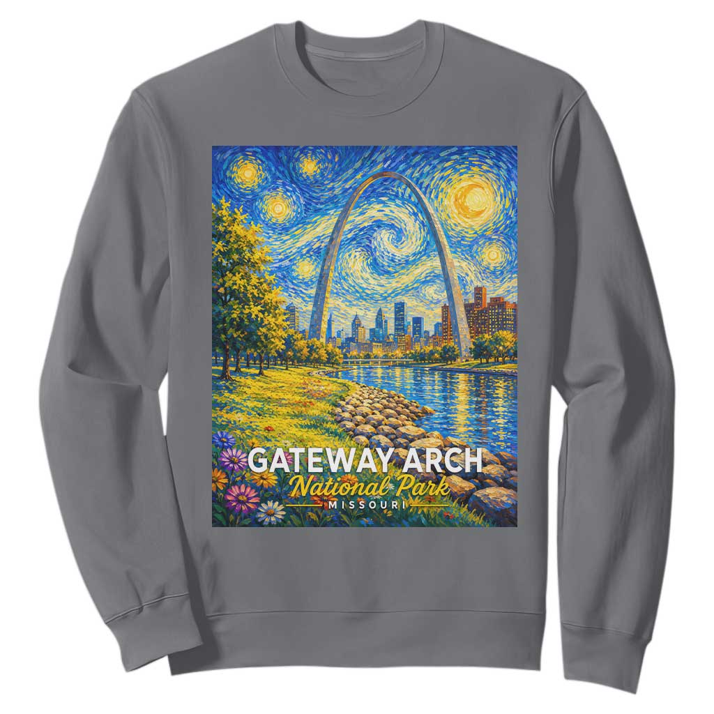 Gateway Arch National Park Van Gogh Style Starry Night Sweatshirt St Louis Missouri Travel Souvenir Gift