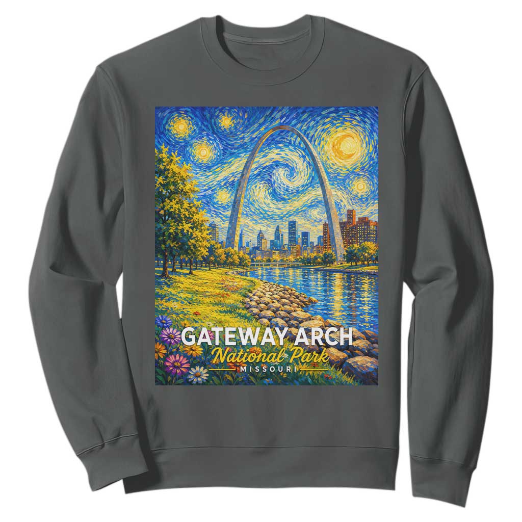 Gateway Arch National Park Van Gogh Style Starry Night Sweatshirt St Louis Missouri Travel Souvenir Gift