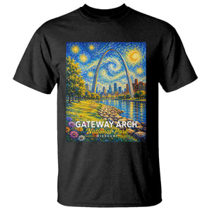 Gateway Arch National Park Van Gogh Style Starry Night T Shirt St Louis Missouri Travel Souvenir Gift