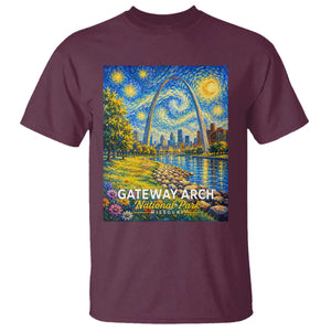 Gateway Arch National Park Van Gogh Style Starry Night T Shirt St Louis Missouri Travel Souvenir Gift