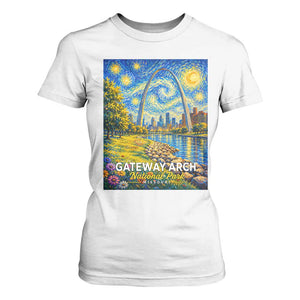 Gateway Arch National Park Van Gogh Style Starry Night T Shirt For Women St Louis Missouri Travel Souvenir Gift